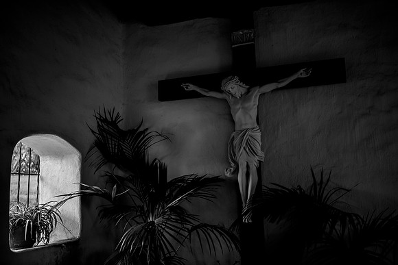 Jesus and Light bw